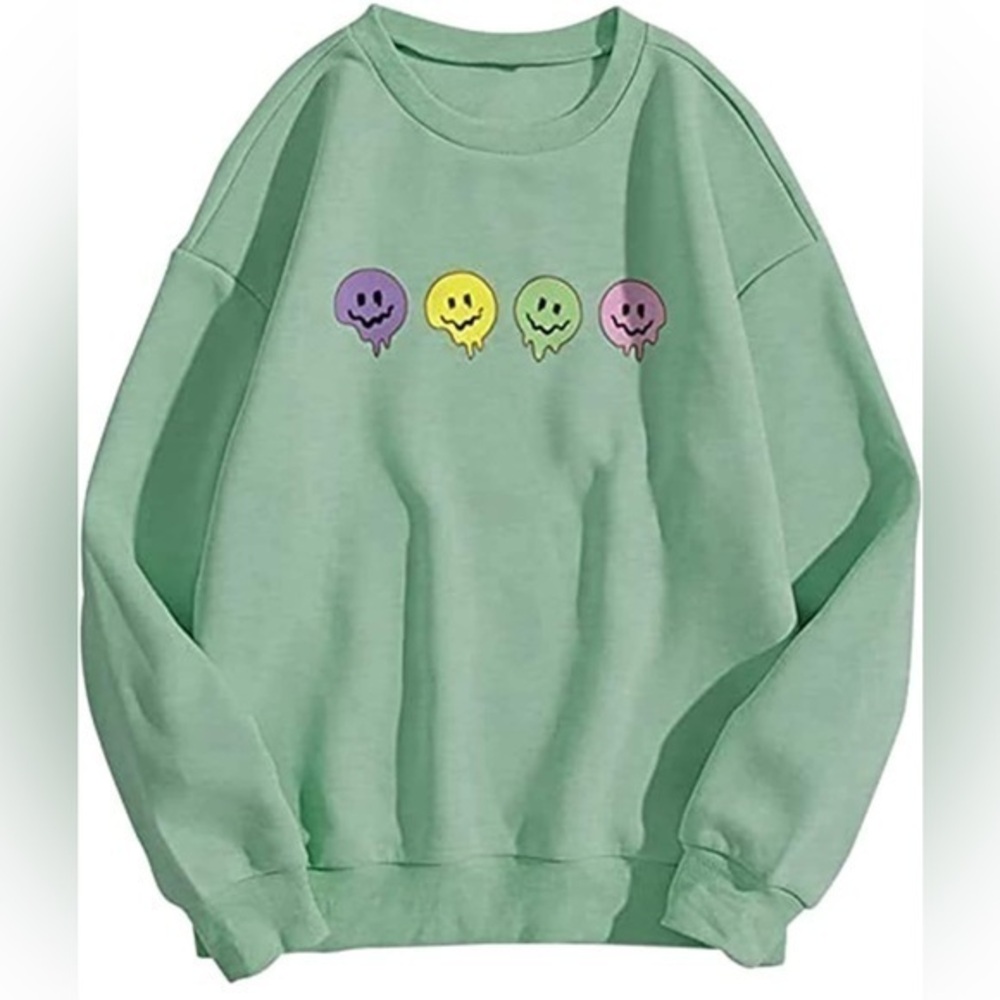 NWOT -Green emoji sweatshirt